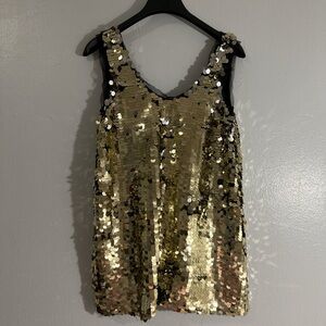 Zara Black and Gold Sequin Top